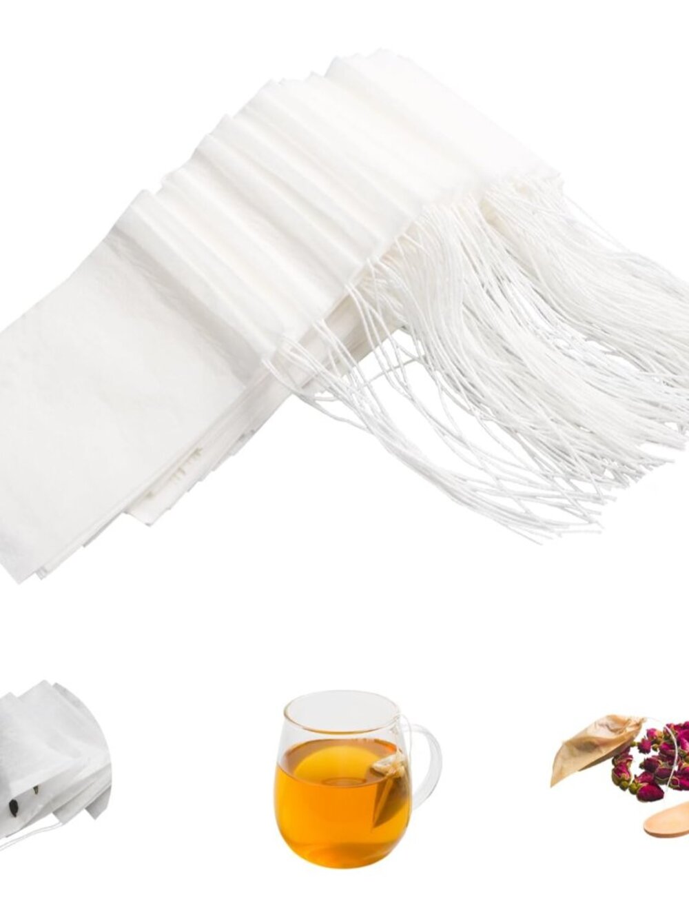 100pcs Tea Filter Bags for Loose Tea, Empty Tea Bags, Natural Wood Pulp Paper Ma